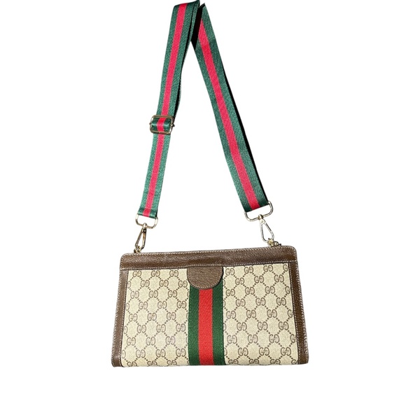 Gucci Ophidia Vintage ConvertedSherry Line Green/Red Clutch Bag